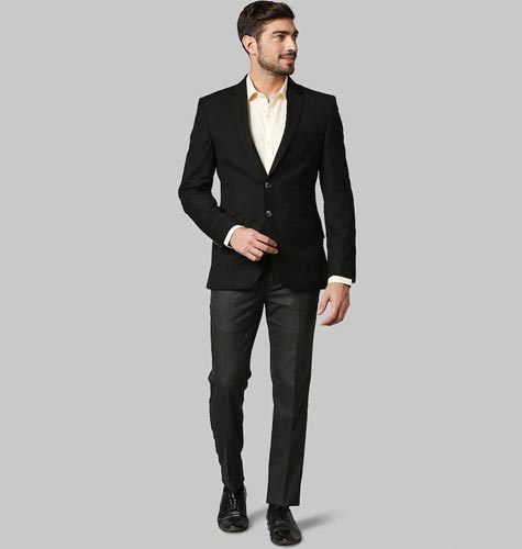 Men Black Solid Super Slim-Fit Single-Breasted Formal Blazer